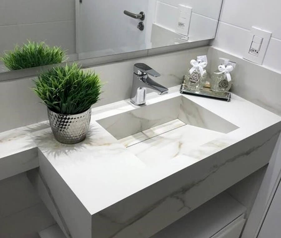 Pia de mármore para banheiro moderna