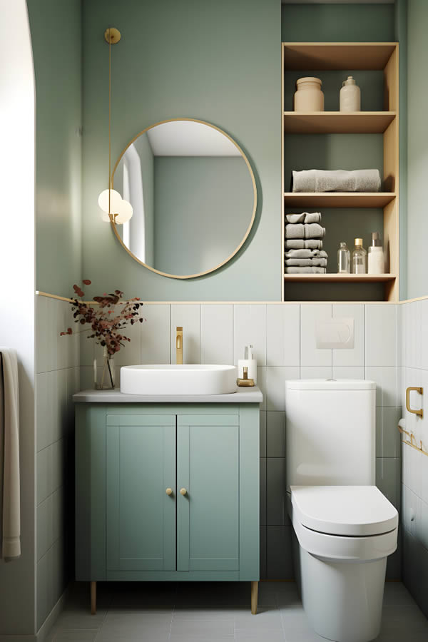 Banheiro pequeno com design de interiores em estilo moderno